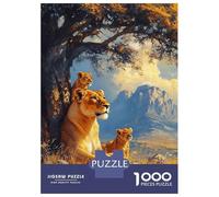 Jigsaws 1000 Pieces for Adults Lioness And Cubs Under A Tree Adult Jigsaw Puzzle Toy Wall Decor Home Decoration Fun at Home Activities, 70x50cm/1000pcs