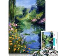 Jigsaws 1000 Pieces for Adults Lotus Oil Painting Adult Jigsaw,Stress Reliever Difficult Challenge Suitable for Desktop Decoration 26x38cm