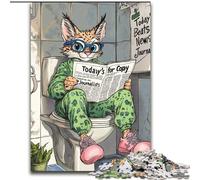 Jigsaws 1000 Pieces for Adults Lynx Go Toilet Made of Wood, Perfect DIY Art Decor Or Birthday Gift 50x75cm for Birthdays, Holidays, And Special Occasions