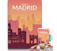 Jigsaws 1000 Pieces for Adults Madrid Spain,Help The Brain Exercise Addictive Toys to Cultivate Patience Artists Collection,Fine Art (75x50cm)