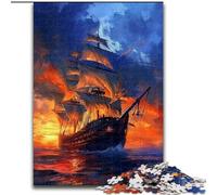 Jigsaws 1000 Pieces for Adults Magic Pirate Ship Puzzle Made of cardboard,Ideal for And Family Fun for Holidays, Birthdays 1000pcs(26x38cm)