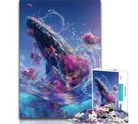 Jigsaws 1000 Pieces for Adults Magical Whale Adult Puzzles,Challenging Game Gifts for Is Ideal As A Gift for The Whole Family 38x26cm