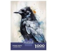 Jigsaws 1000 Pieces for Adults Magpie Beauty Black Ink Jigsaws for Adults Relax Games Presents for Women Unique Birthday And Xmas Gifts 38x26cm/1000pcs