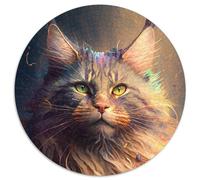 Jigsaws 1000 Pieces for Adults Maine Coon Cat Drawing Cardboard Jigsaw Artwork Decor Intelligence Toy for Family Indoor Games (67.5x67.5cm)