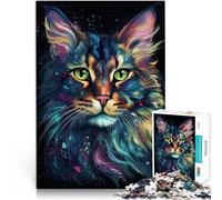 Jigsaws 1000 Pieces for Adults Maine Coon Cat Fanciful Analysis and logic 26x38cm with Matching Poster and Trivia Sheet for Age 14