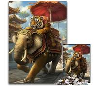 Jigsaws 1000 Pieces for Adults Majestic Tiger Atop Royal Elephant Jigsaw Puzzles for Adults for Home Decor Brain TrainingHoliday Gifts 1000 PCS(75x50cm)