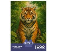 Jigsaws 1000 Pieces for Adults Majestic Tiger in Lush Jungle Puzzles for Adults Brain Teaser Game Stress Reliever Unique Birthday And Xmas Gifts 52x38cm/1000pcs
