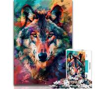 Jigsaws 1000 Pieces for Adults Majestic Wolf Adult Jigsaw,Stress Reliever Difficult Challenge Suitable for Desktop Decoration 75x50cm