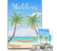 Jigsaws 1000 Pieces for Adults Maldives,Help The Brain Exercise Addictive Toys to Cultivate Patience Perfect Decoration (75x50cm)