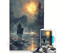 Jigsaws 1000 Pieces for Adults Man on A Horse Landscape Educational Games Difficult And Challenge Unique Challenge Game 38x26cm