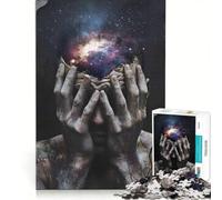 Jigsaws 1000 Pieces for Adults Man with His Eyes Closed Hands Educational Games Difficult And Challenge Unique Challenge Game 50x75cm