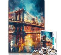 Jigsaws 1000 Pieces for Adults Manhattan Bridge Puzzles,Toys Educational Games Stress Relieving Unique Birthday And Gifts 38x26cm
