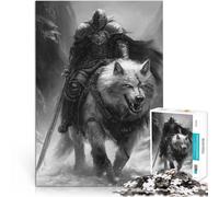 Jigsaws 1000 Pieces for Adults Medieval Knight On Wolf Made of cardboard Suitable for ages 14 and up Stress Relief Interesting Stress Reduction Gifts。size：26x38cm/10.24x14.96inch