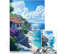 Jigsaws 1000 Pieces for Adults Mediterranean Coastal Village Game Toys is ideal as a gift for the whole family 50x70cm