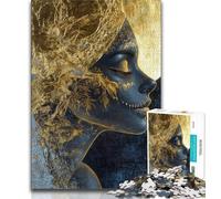Jigsaws 1000 Pieces for Adults Mexican Style Golden Skull,Stress Reliever Difficult Challenge Every Piece Is Unique - Challenging Family Fun Game (38x26cm)