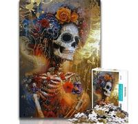 Jigsaws 1000 Pieces for Adults Mexican Style Skull, Fun at Home Activities,Educational Game for Birthday, Chrismas for And Age 14 38x26cm