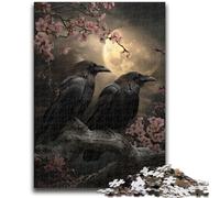 Jigsaws 1000 Pieces for Adults Midnight Crow Puzzles for Teenagers,Brain Intelligence Challenge Addictive Toys for Home Decoration (26x38cm)