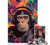 Jigsaws 1000 Pieces for Adults Monkey Beats Shared Joyful Family Experience Wonderful Christmas Surprise Gifts (50x75cm)
