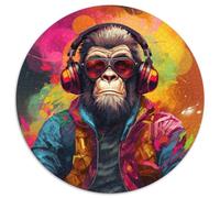 Jigsaws 1000 Pieces for Adults Monkey Headphones 1000-Piece Jigsaw Puzzle Family Activity Game for Teenagers,Challenging Brain Teaser 67.5x67.5 cm
