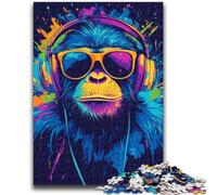 Jigsaws 1000 Pieces for Adults Monkey Wearing Glasses Family Fun for Is Ideal As A Gift for The Whole Family for And Age 14 Years Up 50x75cm