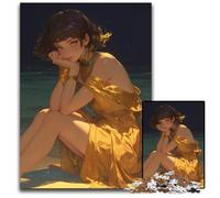 Jigsaws 1000 Pieces for Adults Moonlit Gold Girl Anime Puzzles for Adults Home Decor Brain Teaser Game for Teenagers Family Interaction 1000 PCS(75x50cm)