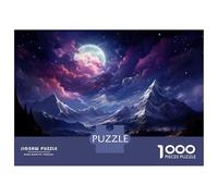 Jigsaws 1000 Pieces for Adults Moonlit Mountain Peaks Jigsaw for Adults Relaxing Games Presents for Women Fun at Home Activities, 70x50cm/1000pcs