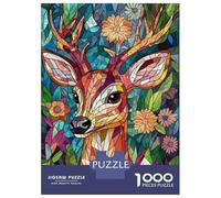 Jigsaws 1000 Pieces for Adults Mosaic Deer Portrait Jigsaws for Adults Relax Games Presents for Women Unique Birthday And Xmas Gifts 38x26cm/1000pcs