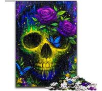 Jigsaws 1000 Pieces for Adults Mysterious Skull, Stress Relief with Fully Interlocking Randomly Shaped Pieces for And 14 Years Old (Size 50x75cm)