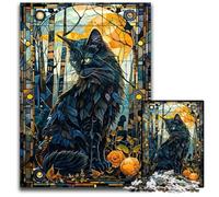 Jigsaws 1000 Pieces for Adults Mystical Cat in Glass Difficult Puzzles for Adults for Home Decor Brain Training 1000 PCS(38x26cm)