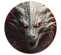 Jigsaws 1000 Pieces for Adults Mythical Fire Dragons Round Puzzles Perfect for Family Fun on Christmas,Thanksgiving,Birthdays & Easter (Size 67.5x67.5cm)