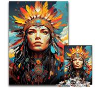 Jigsaws 1000 Pieces for Adults Native American Woman's Colorful Psychedelic Wooden Jigsaw Puzzles for Adults Fun at Home Activities Birthday Present Travel Gifts 1000 PCS(75x50cm)