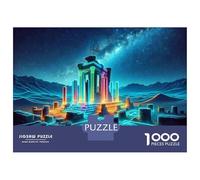 Jigsaws 1000 Pieces for Adults Neon Ancient Ruins in Desert Jigsaw for Adults Relaxing Games Presents for Women Fun at Home Activities, 38x26cm/1000pcs