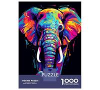 Jigsaws 1000 Pieces for Adults Neon Elephant Puzzles for Adults Brain Teaser Game Stress Reliever Unique Birthday And Xmas Gifts 38x26cm/1000pcs