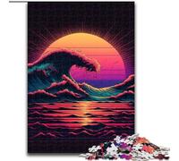 Jigsaws 1000 Pieces for Adults Neon Wave Made of Wood, Perfect Christmas & New Year Gift, 50x75cm Engaging Family Game Night Activity