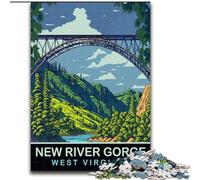 Jigsaws 1000 Pieces for Adults New River Gorge Family Game Stress Reliever Difficult Challenge Artists Collection, Fine Art (50x70cm) 1000pcs