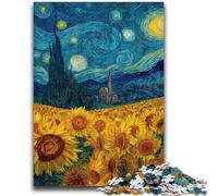 Jigsaws 1000 Pieces for Adults Night Sky Sunflower 1000 Piece Jigsaw,Fun Games Every Piece Is Unique - Challenging Family Fun Game (75x50cm)