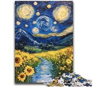 Jigsaws 1000 Pieces for Adults Night Sky Sunflower Adult Puzzles,for Educational Game Challenge Toy Birthday Present, Gifts, Wall Art (38x26cm)