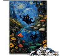 Jigsaws 1000 Pieces for Adults Night Sky Van Gogh's Cat Puzzle Made of Wood Brain Teaser Game for Teenagers, Perfect size 50X75CM