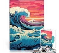 Jigsaws 1000 Pieces for Adults Ocean Waves Pop Art Made of wood Suitable for ages 14 and up Intellectual game Gift for birthdays。size：50x75cm/19.68x29.52inch