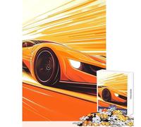 Jigsaws 1000 Pieces for Adults Orange Sports Car Speeding Home Decoration Toys Art Work Gift for Educational Game Fun at Home Activities, Size 38x52cm