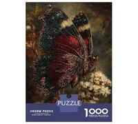Jigsaws 1000 Pieces for Adults Ornate Butterfly on Flowers Jigsaw for Adults Relaxing Games Presents for Women Fun at Home Activities, 52x38cm/1000pcs