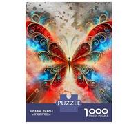 Jigsaws 1000 Pieces for Adults Ornate Butterfly Watercolor Painting Puzzles for Adults Brain Teaser Game Stress Reliever Unique Birthday And Xmas Gifts 38x26cm/1000pcs