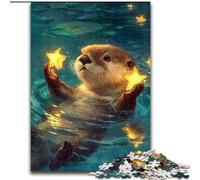 Jigsaws 1000 Pieces for Adults Otter Baby, Family Game Stress Reliever Difficult Challenge Enhance Love between Couples (size 26x38cm)