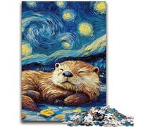Jigsaws 1000 Pieces for Adults Otter Night Sky Family Fun Fun at Home Activities, Birthday Present,Travel Gifts, for And 14 Years Old 26x38cm