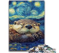 Jigsaws 1000 Pieces for Adults Otter Night Sky Learning Educational Toys Family Games Enhance Love between Couples 26x38cm
