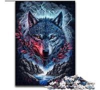 Jigsaws 1000 Pieces for Adults Painted Wolf Artwork Made of Wood, Perfect DIY Art Decor Or Birthday Gift 50x75cm Challenging Brain Teaser - Relaxing Toy for Teenagers