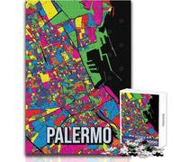 Jigsaws 1000 Pieces for Adults Palermo City Map Art Beautiful Design Game Learning Educational Anti-Stress Toys Size 50x75cm