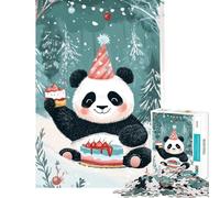 Jigsaws 1000 Pieces for Adults Panda Birthday in The Woods Difficult And Challenge Pattern Assembly Practical Game Suitable for People Aged 14 And Above (38X26CM)