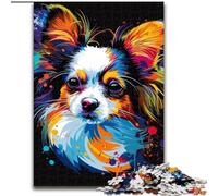 Jigsaws 1000 Pieces for Adults Papillon Dog Art Made of Wood, Perfect DIY Art Decor Or Birthday Gift 50x75cm Challenging Brain Teaser - Relaxing Toy for Teenagers
