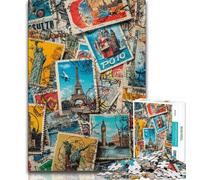 Jigsaws 1000 Pieces for Adults Paris Collage Adult Puzzles,Fun Games Every Piece Is Unique - Challenging Family Fun Game (size 75x50cm)